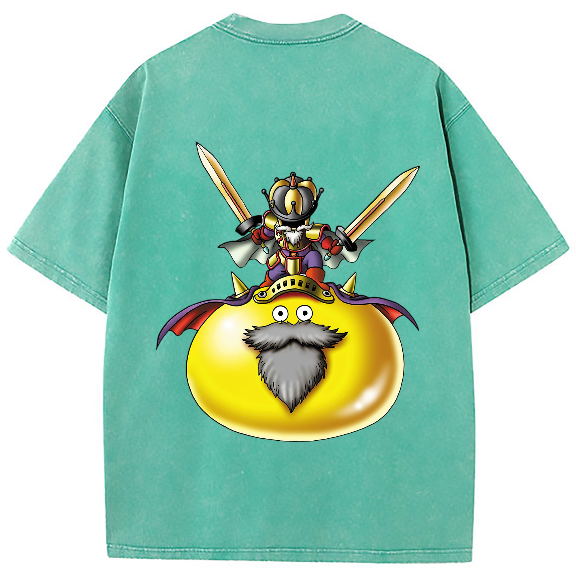 （画像用） ドラゴンクエスト Doragon Kuesuto Dragon Quest 綿100% ヴィンテージ風 半袖Tシャツ（背面プリント）